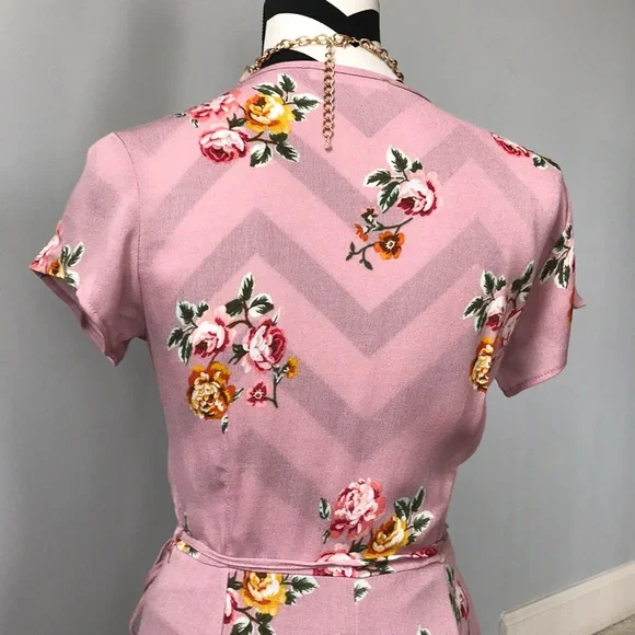 Mauve Floral Wrap Dress - Picture 5 of 7